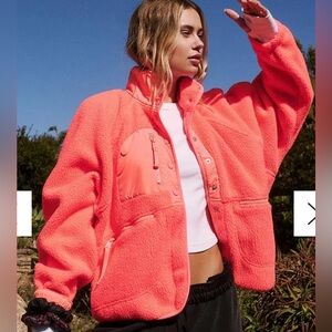 Free People Movement Hit the Slopes Pullover Fleece Neon Coral Size Medium
